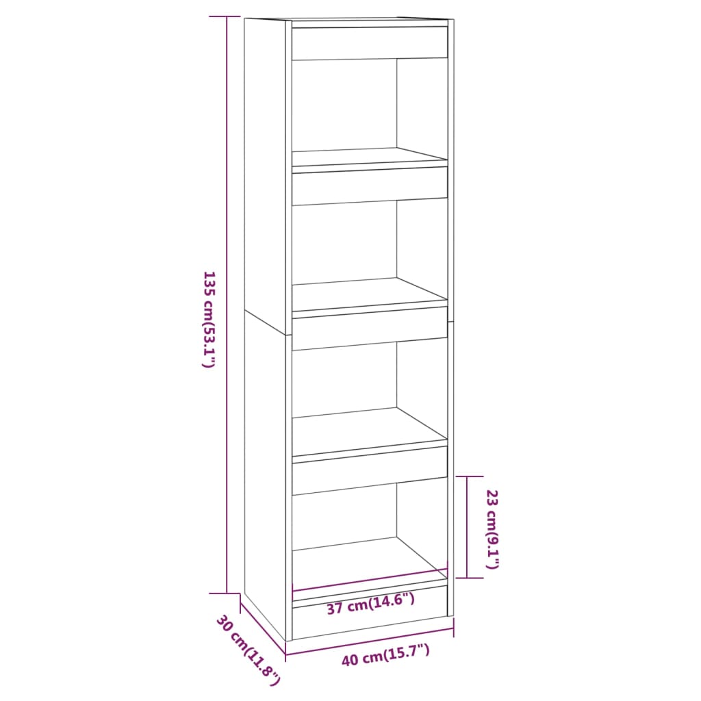 Boekenkast/kamerscherm 40x30x135 cm grijs sonoma eikenkleurig is nu te koop bij PeponiXL, paradijselijk wonen!