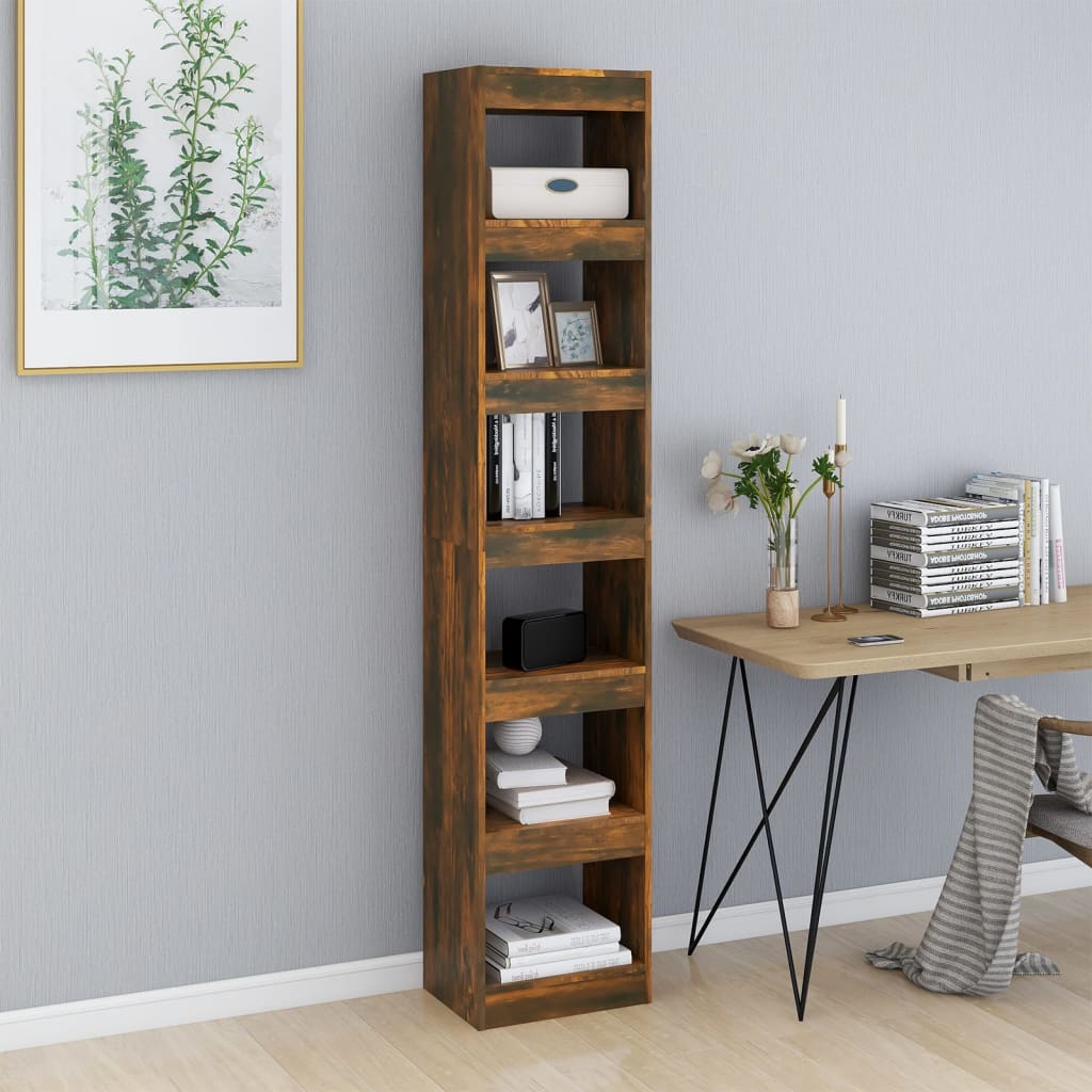 Boekenkast/kamerscherm 40x30x198 cm gerookt eikenkleurig is nu te koop bij PeponiXL, paradijselijk wonen!