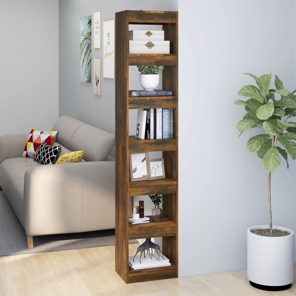 Boekenkast/kamerscherm 40x30x198 cm gerookt eikenkleurig is nu te koop bij PeponiXL, paradijselijk wonen!