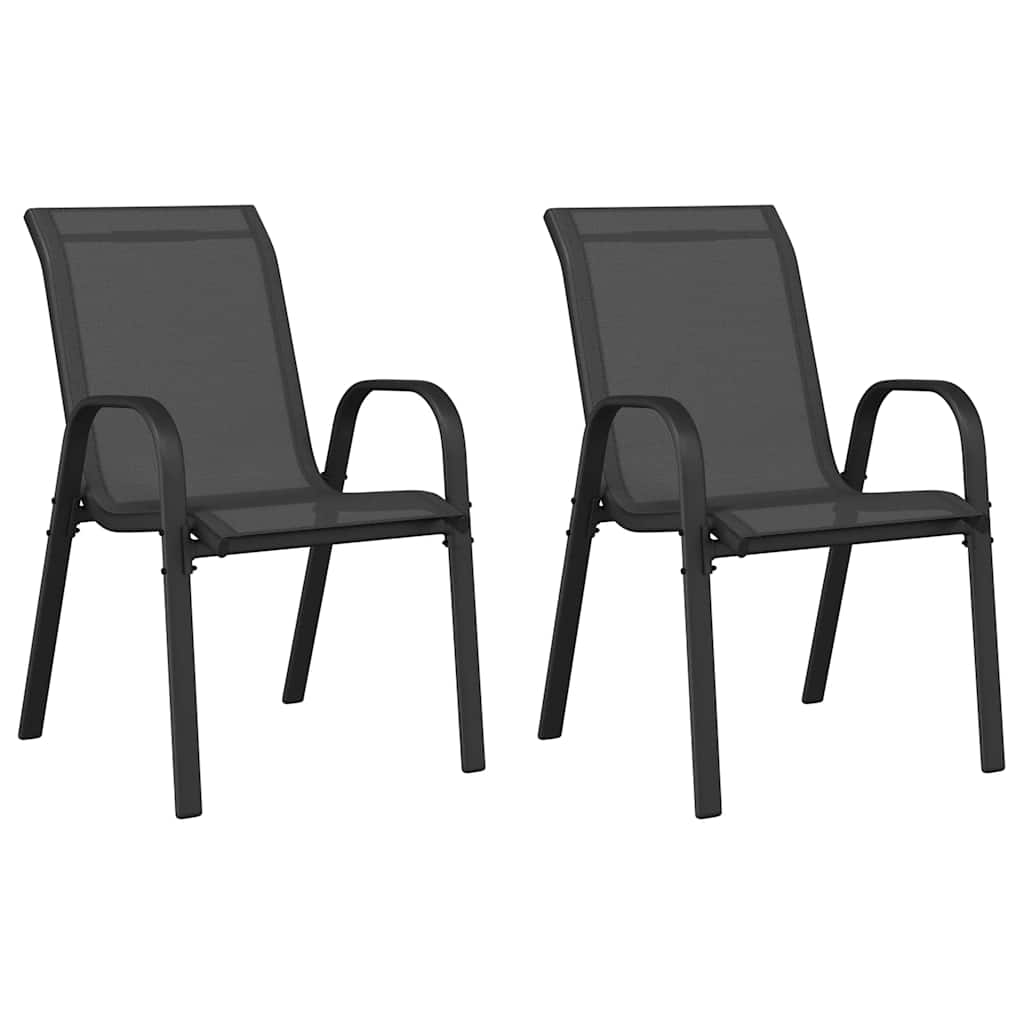 Tuinstoelen stapelbaar 2 st textileen stof zwart is nu te koop bij PeponiXL, paradijselijk wonen!