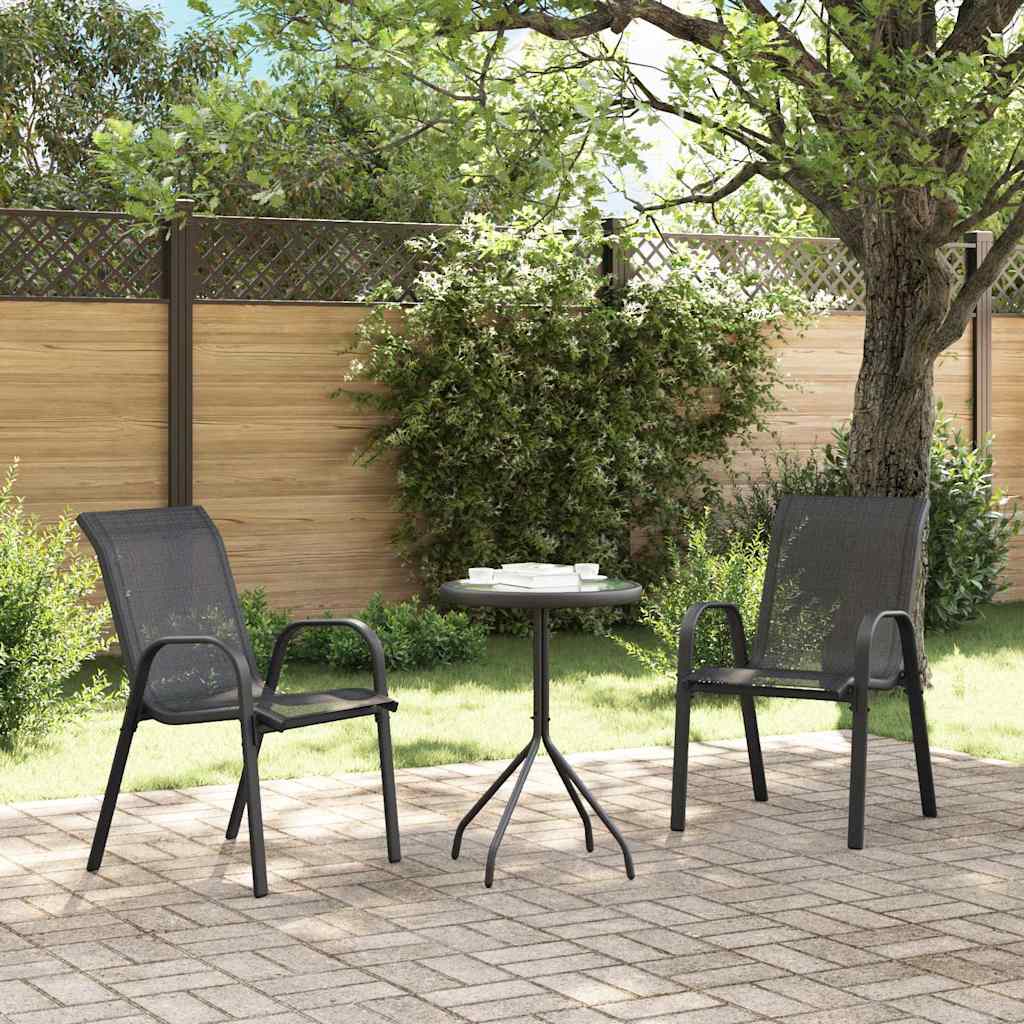 Tuinstoelen stapelbaar 2 st textileen stof zwart is nu te koop bij PeponiXL, paradijselijk wonen!