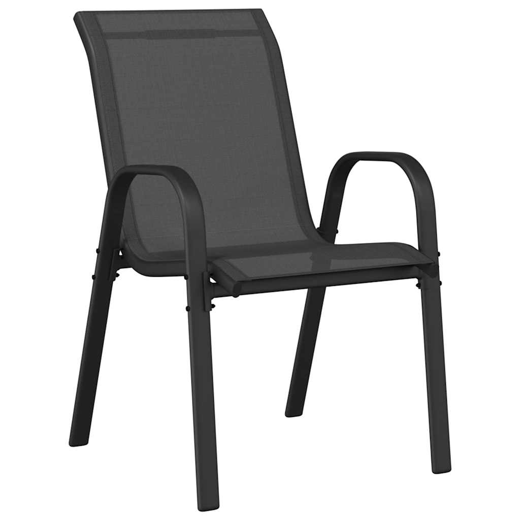 Tuinstoelen stapelbaar 2 st textileen stof zwart is nu te koop bij PeponiXL, paradijselijk wonen!