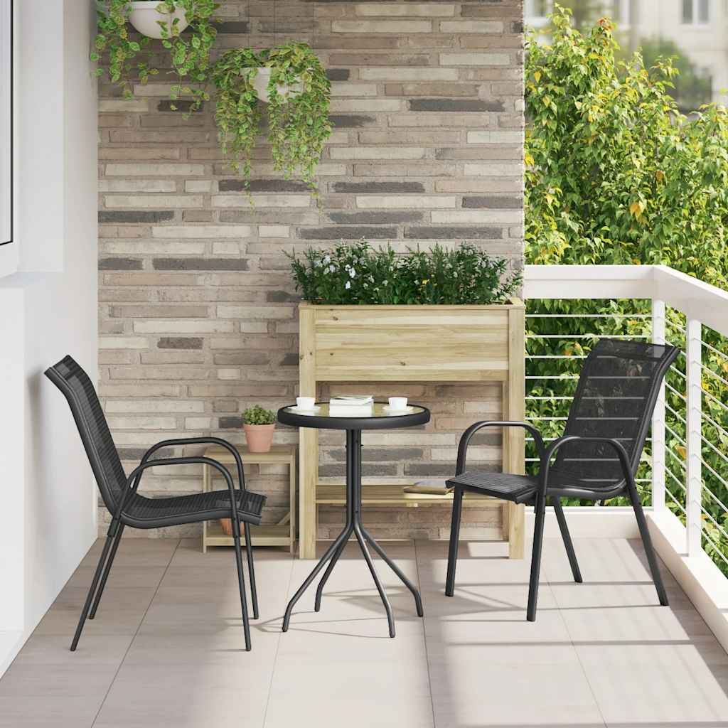Tuinstoelen stapelbaar 2 st textileen stof zwart is nu te koop bij PeponiXL, paradijselijk wonen!