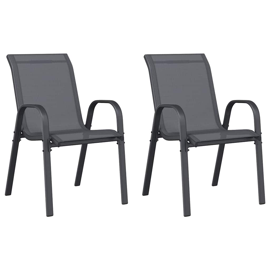 Tuinstoelen stapelbaar 2 st textileen stof grijs is nu te koop bij PeponiXL, paradijselijk wonen!
