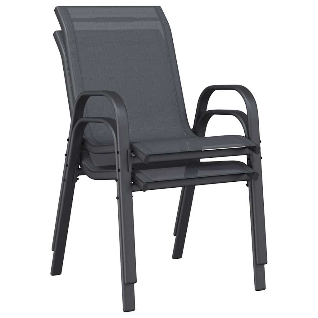 Tuinstoelen stapelbaar 2 st textileen stof grijs is nu te koop bij PeponiXL, paradijselijk wonen!