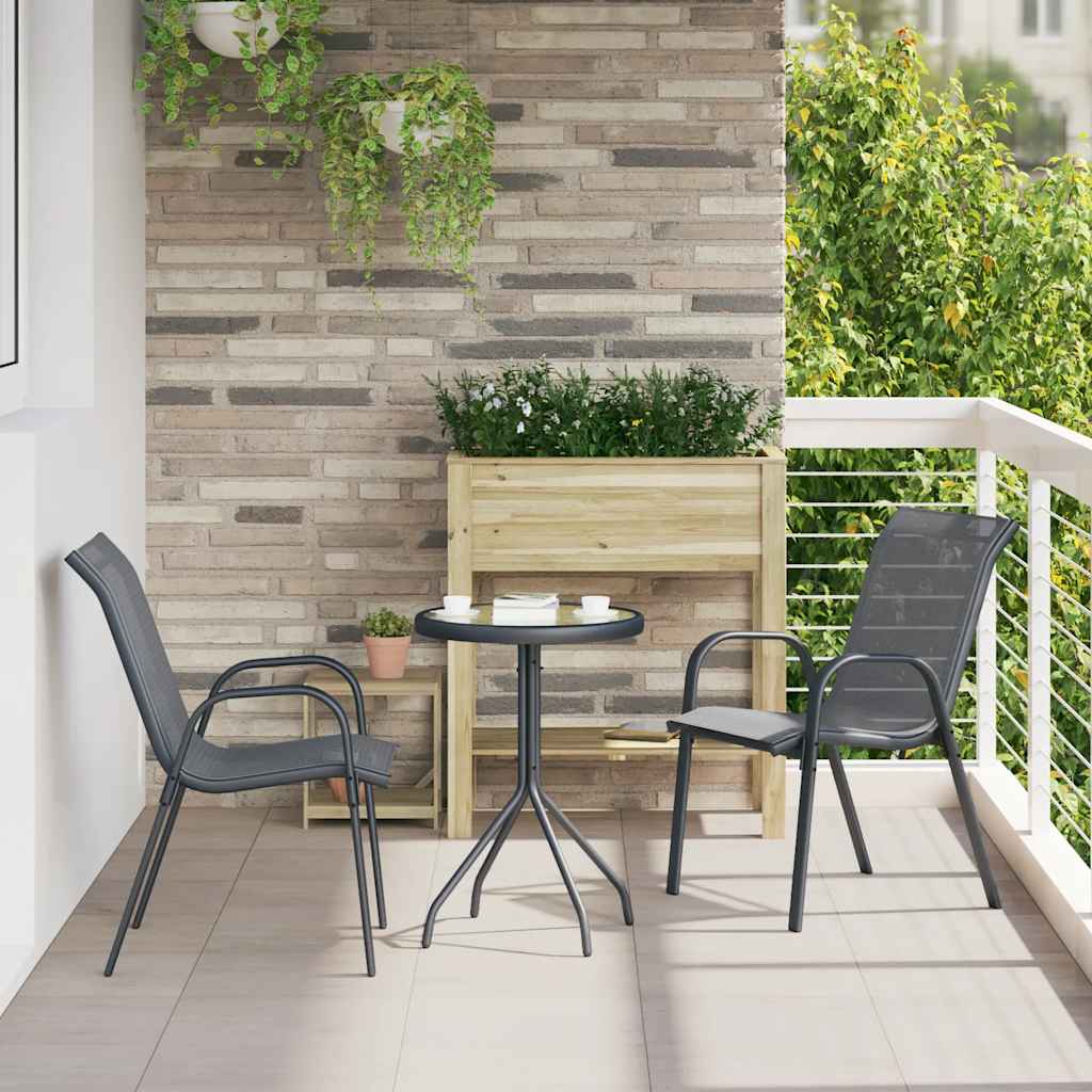Tuinstoelen stapelbaar 2 st textileen stof grijs is nu te koop bij PeponiXL, paradijselijk wonen!