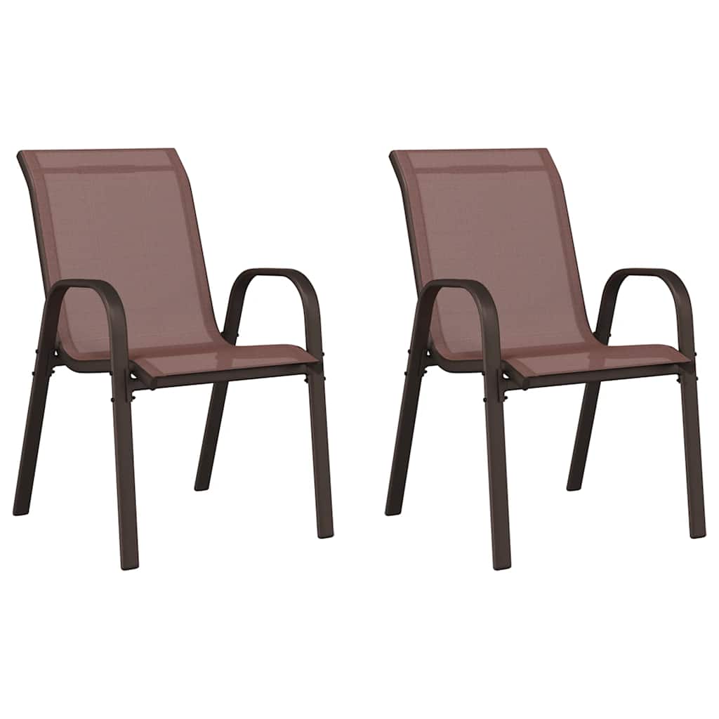 Tuinstoelen stapelbaar 2 st textileen stof bruin is nu te koop bij PeponiXL, paradijselijk wonen!
