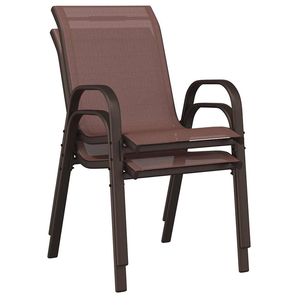 Tuinstoelen stapelbaar 2 st textileen stof bruin is nu te koop bij PeponiXL, paradijselijk wonen!