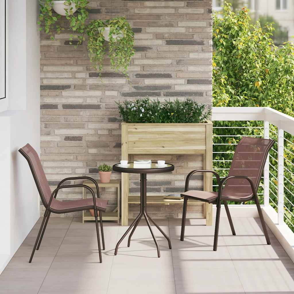 Tuinstoelen stapelbaar 2 st textileen stof bruin is nu te koop bij PeponiXL, paradijselijk wonen!