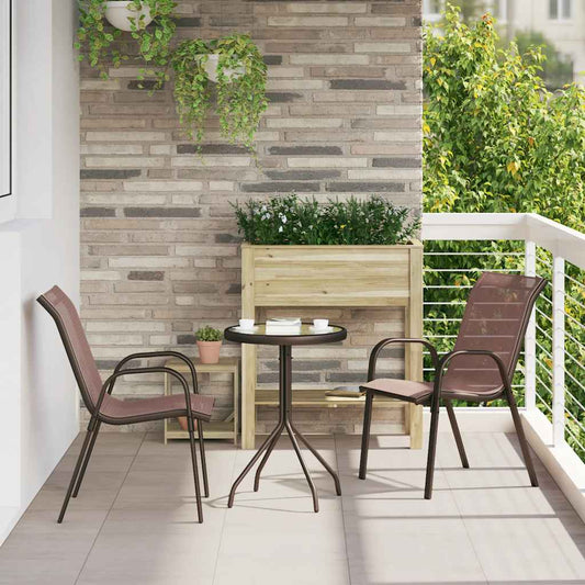 Tuinstoelen stapelbaar 2 st textileen stof bruin is nu te koop bij PeponiXL, paradijselijk wonen!