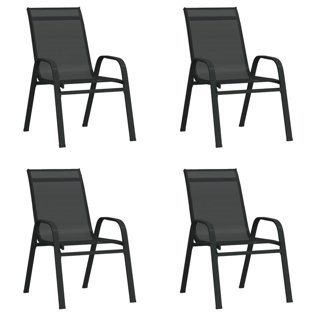 Tuinstoelen stapelbaar 4 st textileen stof zwart is nu te koop bij PeponiXL, paradijselijk wonen!
