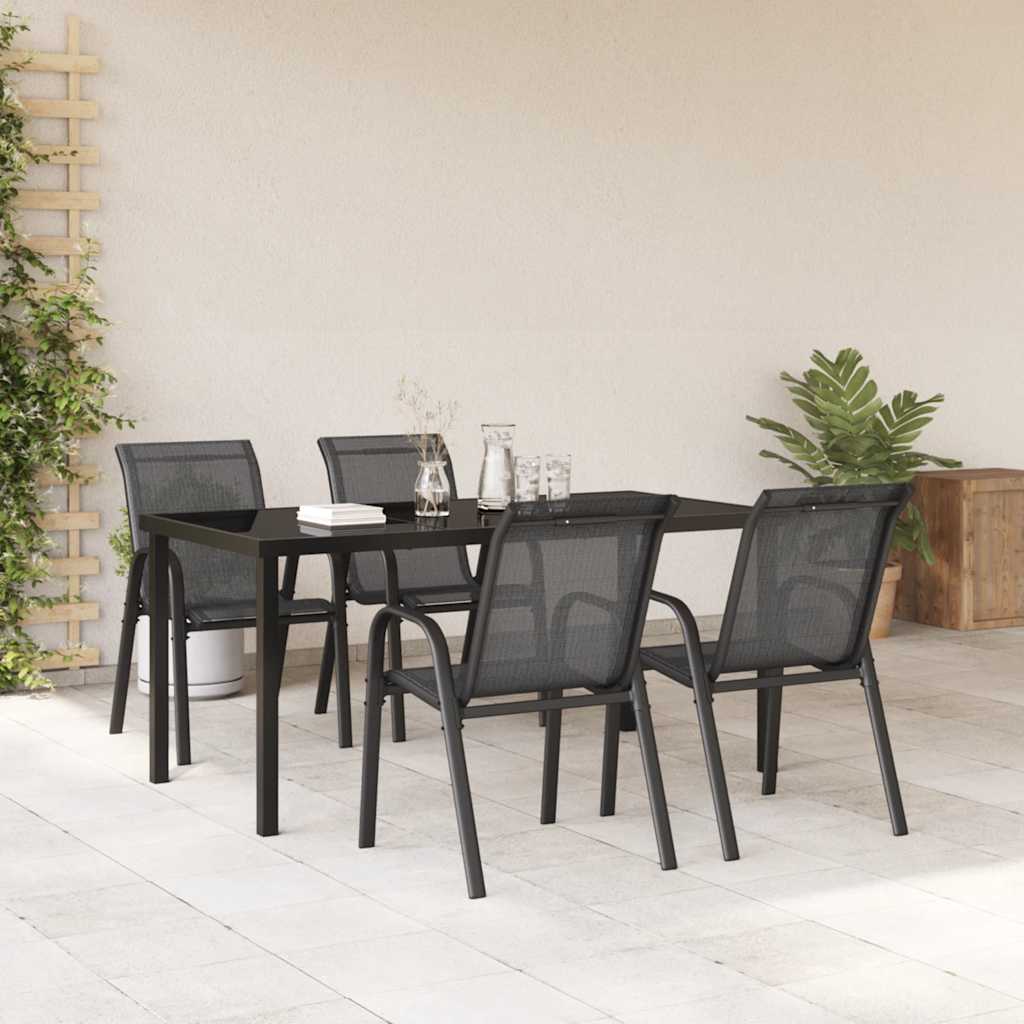 Tuinstoelen stapelbaar 4 st textileen stof zwart is nu te koop bij PeponiXL, paradijselijk wonen!
