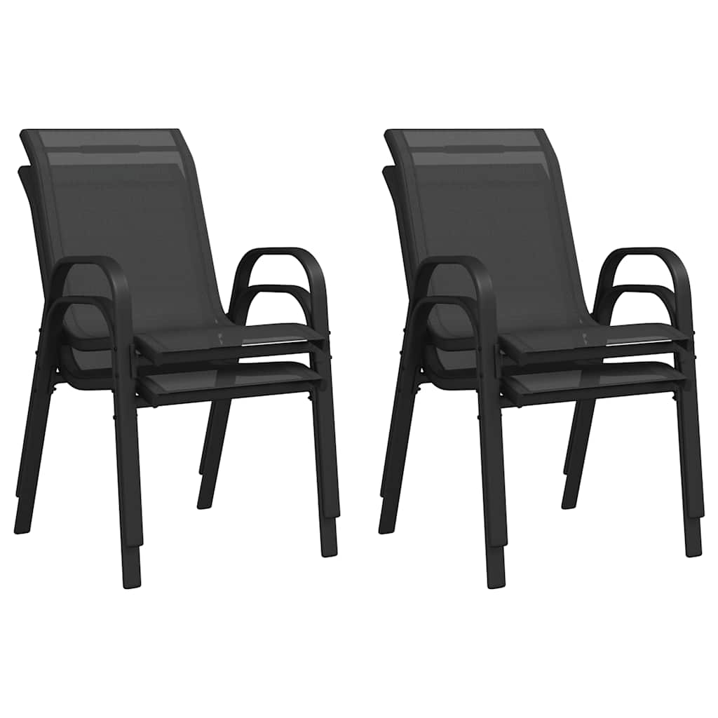 Tuinstoelen stapelbaar 4 st textileen stof zwart is nu te koop bij PeponiXL, paradijselijk wonen!