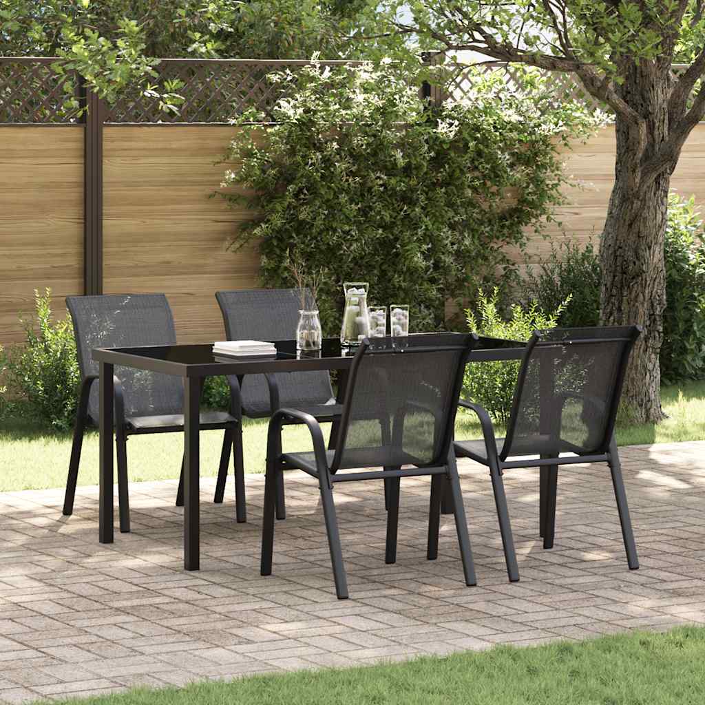 Tuinstoelen stapelbaar 4 st textileen stof zwart is nu te koop bij PeponiXL, paradijselijk wonen!
