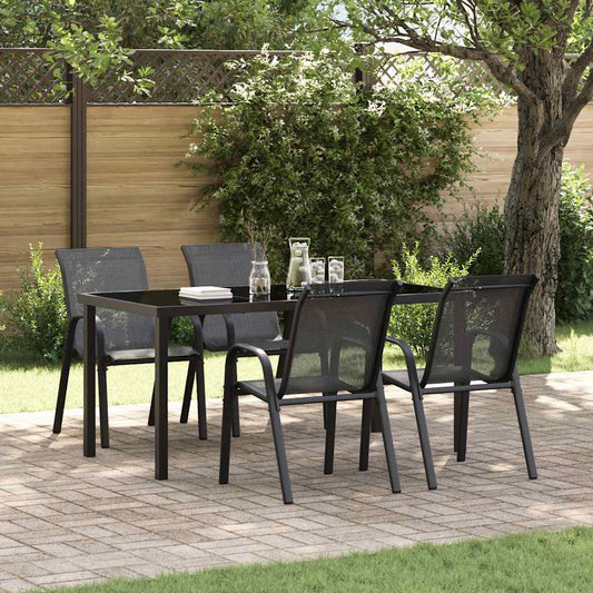 Tuinstoelen stapelbaar 4 st textileen stof zwart is nu te koop bij PeponiXL, paradijselijk wonen!