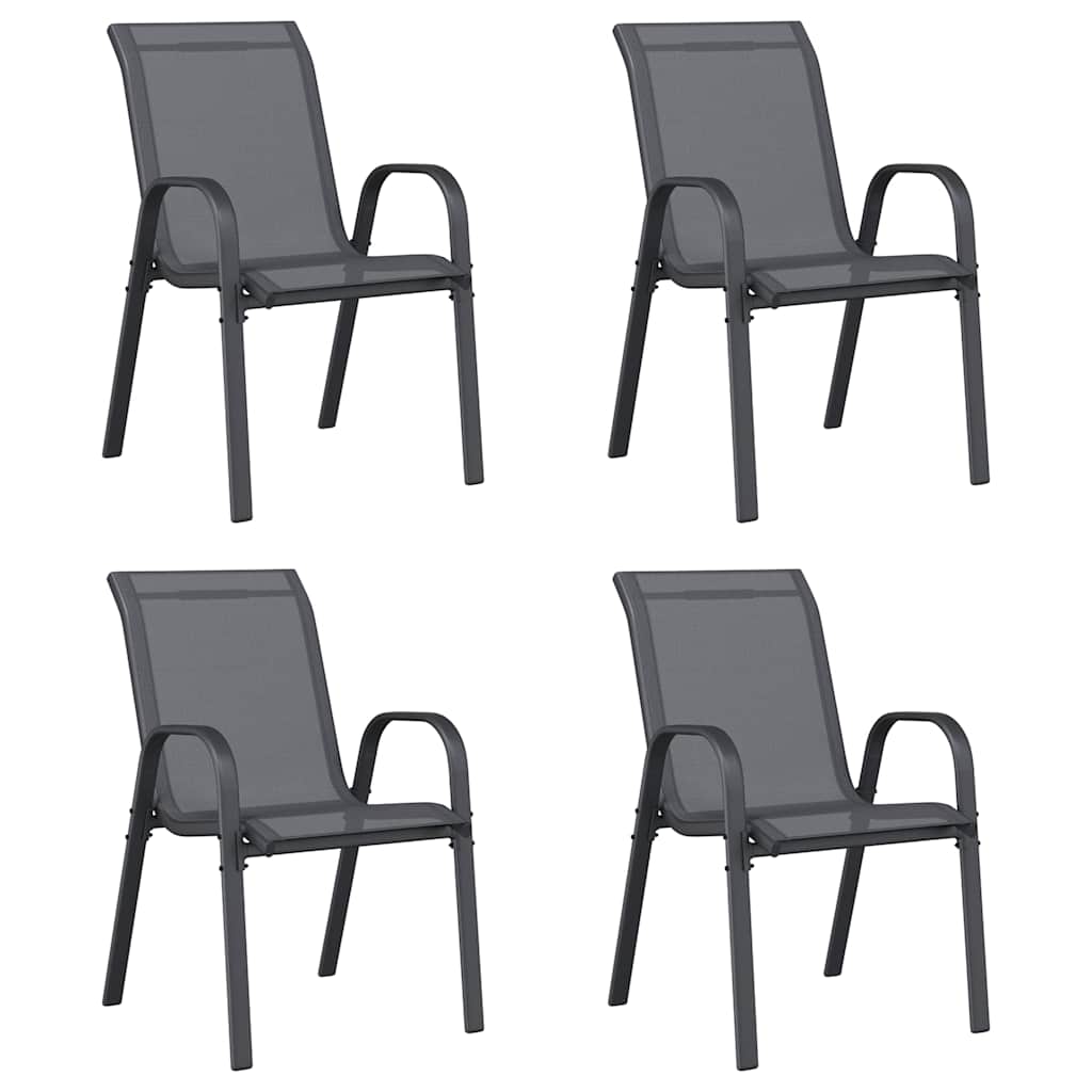Tuinstoelen stapelbaar 4 st textileen stof grijs is nu te koop bij PeponiXL, paradijselijk wonen!