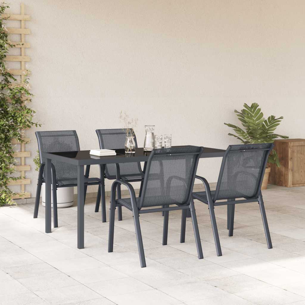 Tuinstoelen stapelbaar 4 st textileen stof grijs is nu te koop bij PeponiXL, paradijselijk wonen!