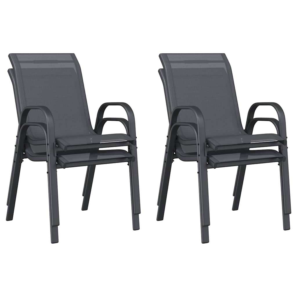 Tuinstoelen stapelbaar 4 st textileen stof grijs is nu te koop bij PeponiXL, paradijselijk wonen!