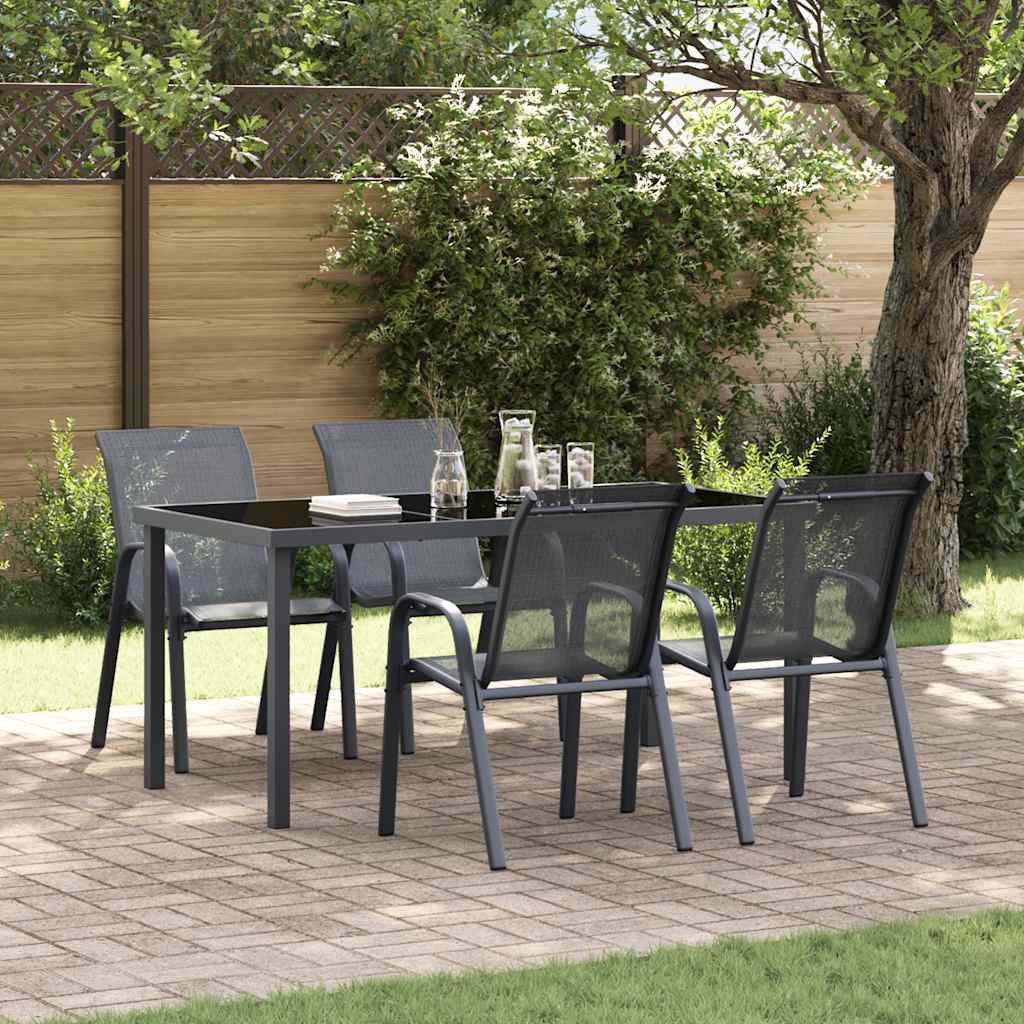 Tuinstoelen stapelbaar 4 st textileen stof grijs is nu te koop bij PeponiXL, paradijselijk wonen!