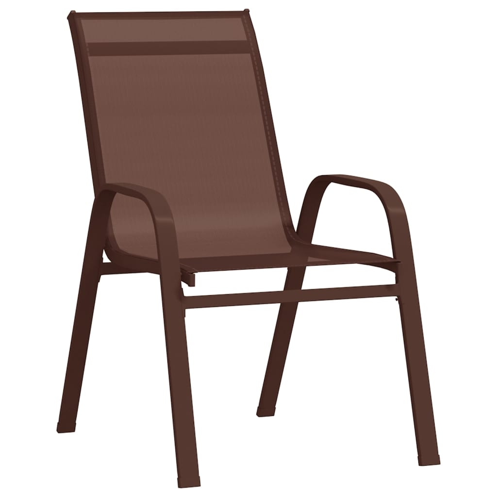 Tuinstoelen stapelbaar 4 st textileen stof bruin is nu te koop bij PeponiXL, paradijselijk wonen!