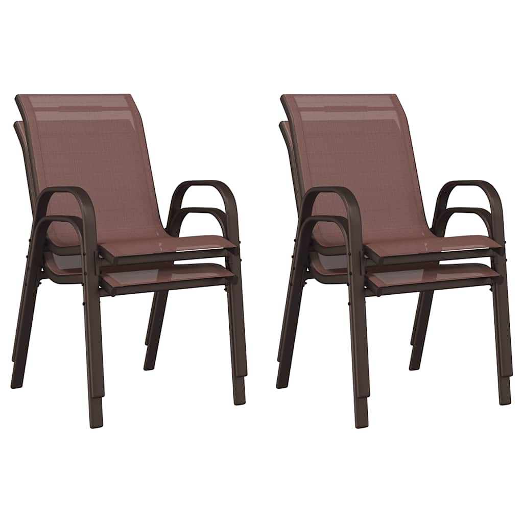 Tuinstoelen stapelbaar 4 st textileen stof bruin is nu te koop bij PeponiXL, paradijselijk wonen!