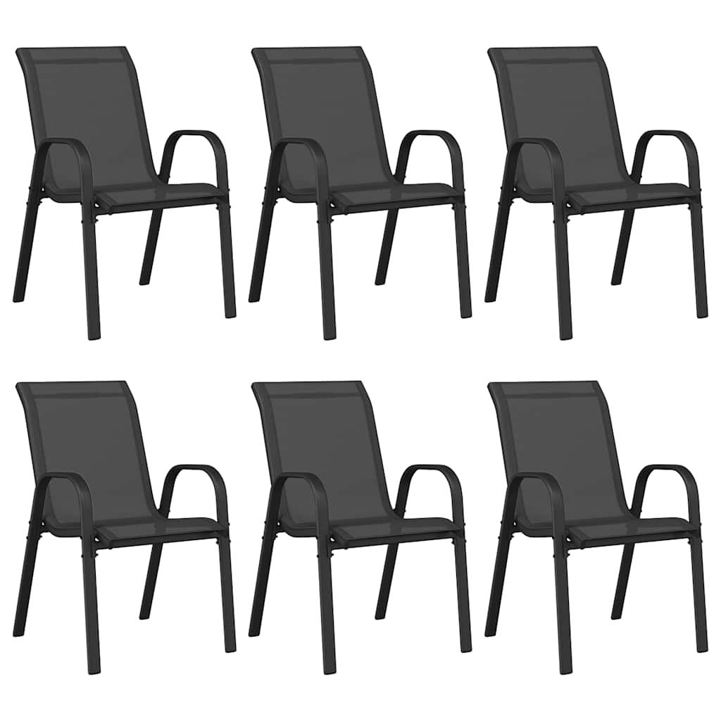 Tuinstoelen stapelbaar 6 st textileen stof zwart is nu te koop bij PeponiXL, paradijselijk wonen!
