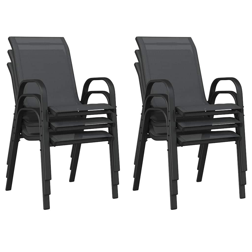 Tuinstoelen stapelbaar 6 st textileen stof zwart is nu te koop bij PeponiXL, paradijselijk wonen!