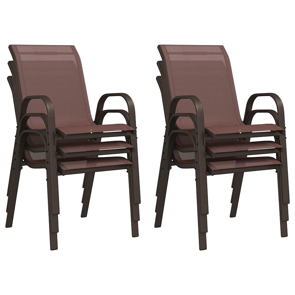 Tuinstoelen stapelbaar 6 st textileen stof bruin is nu te koop bij PeponiXL, paradijselijk wonen!