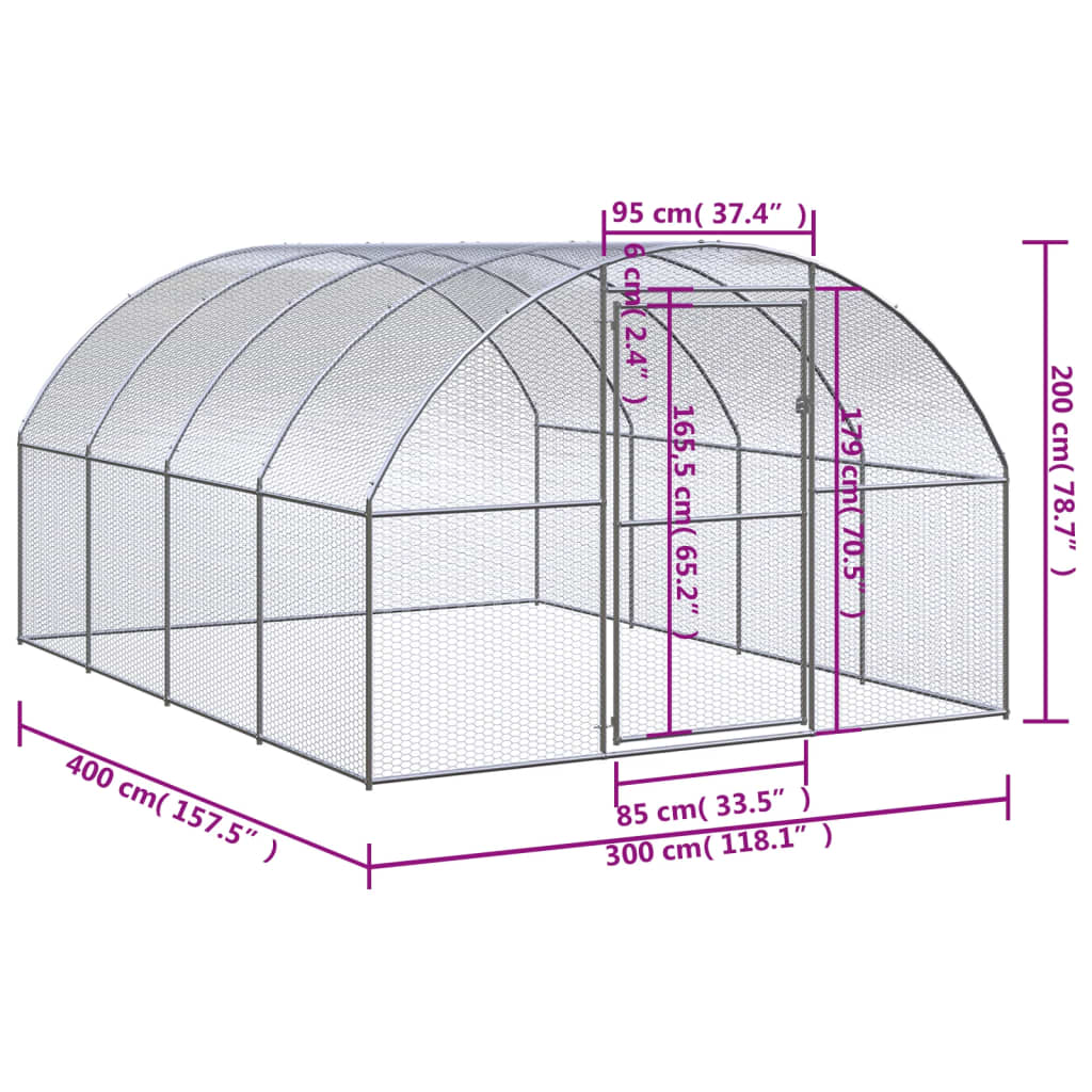 Kippenren 3x4x2 m gegalvaniseerd staal is nu te koop bij PeponiXL, paradijselijk wonen!