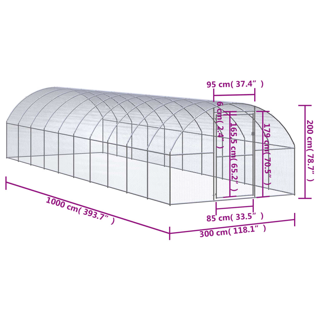 Kippenren 3x10x2 m gegalvaniseerd staal is nu te koop bij PeponiXL, paradijselijk wonen!