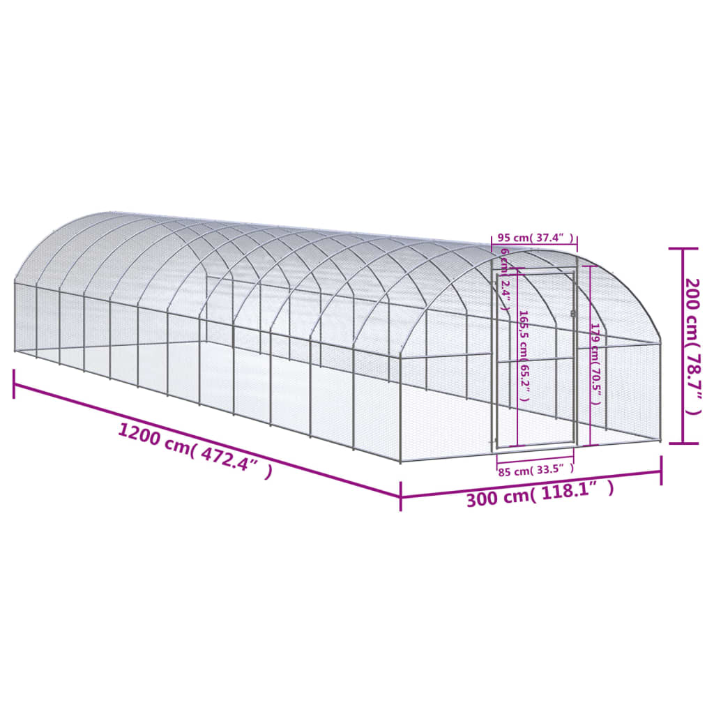 Kippenren 3x12x2 m gegalvaniseerd staal is nu te koop bij PeponiXL, paradijselijk wonen!