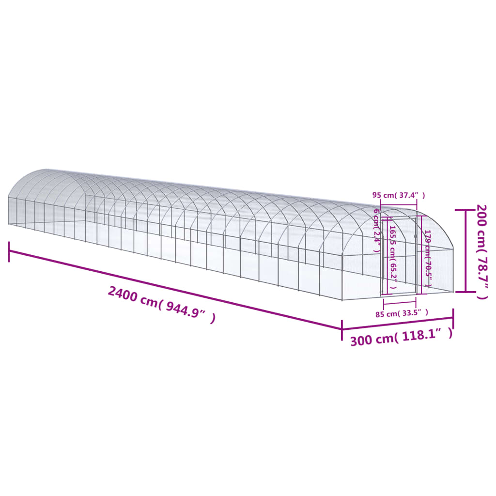 Kippenren 3x24x2 m gegalvaniseerd staal is nu te koop bij PeponiXL, paradijselijk wonen!