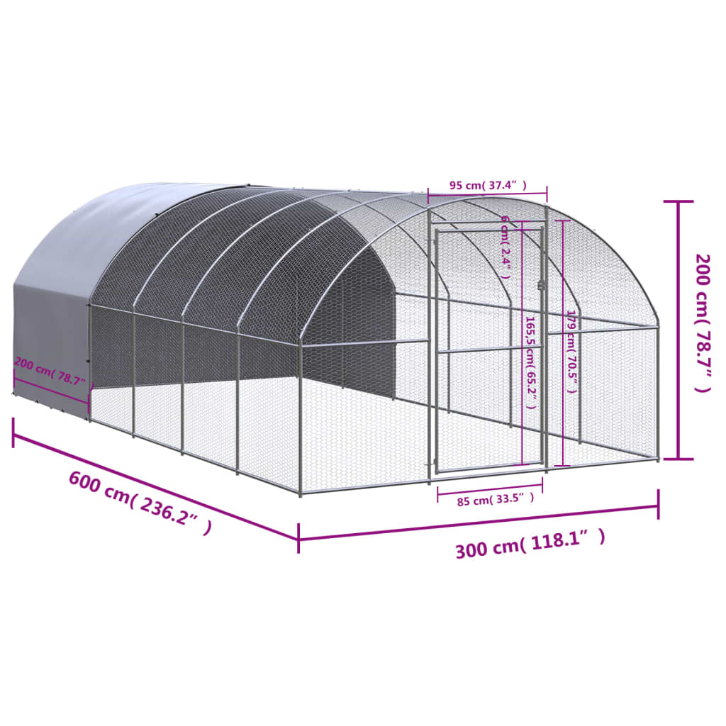 Kippenren 3x6x2 m gegalvaniseerd staal is nu te koop bij PeponiXL, paradijselijk wonen!