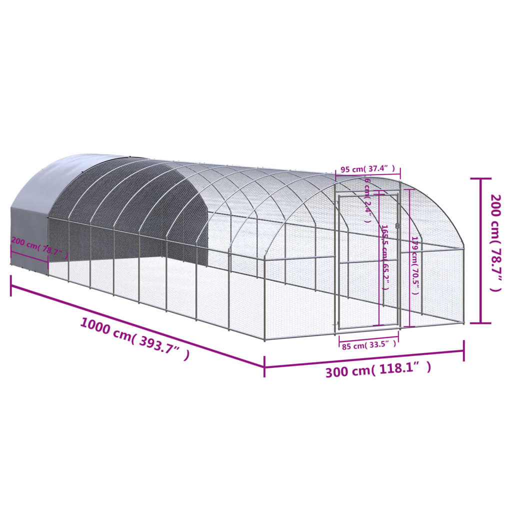 Kippenren 3x10x2 m gegalvaniseerd staal is nu te koop bij PeponiXL, paradijselijk wonen!