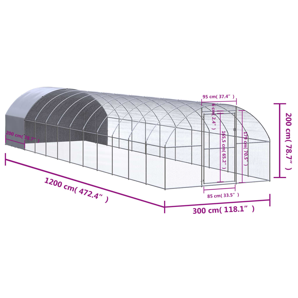 Kippenren 3x12x2 m gegalvaniseerd staal is nu te koop bij PeponiXL, paradijselijk wonen!
