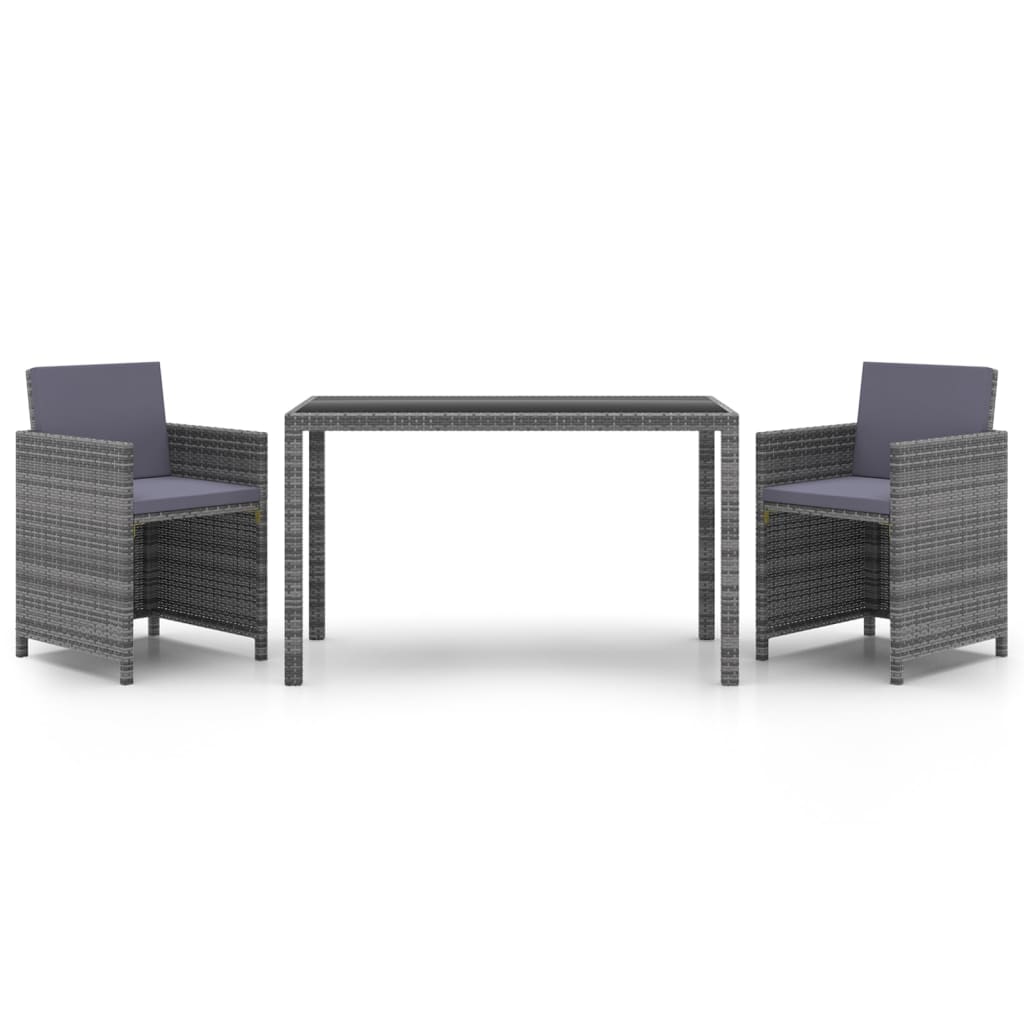 3-delige Tuinset met kussens poly rattan grijs is nu te koop bij PeponiXL, paradijselijk wonen!