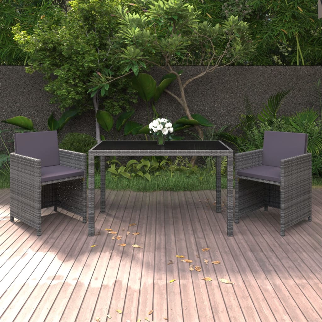 3-delige Tuinset met kussens poly rattan grijs is nu te koop bij PeponiXL, paradijselijk wonen!