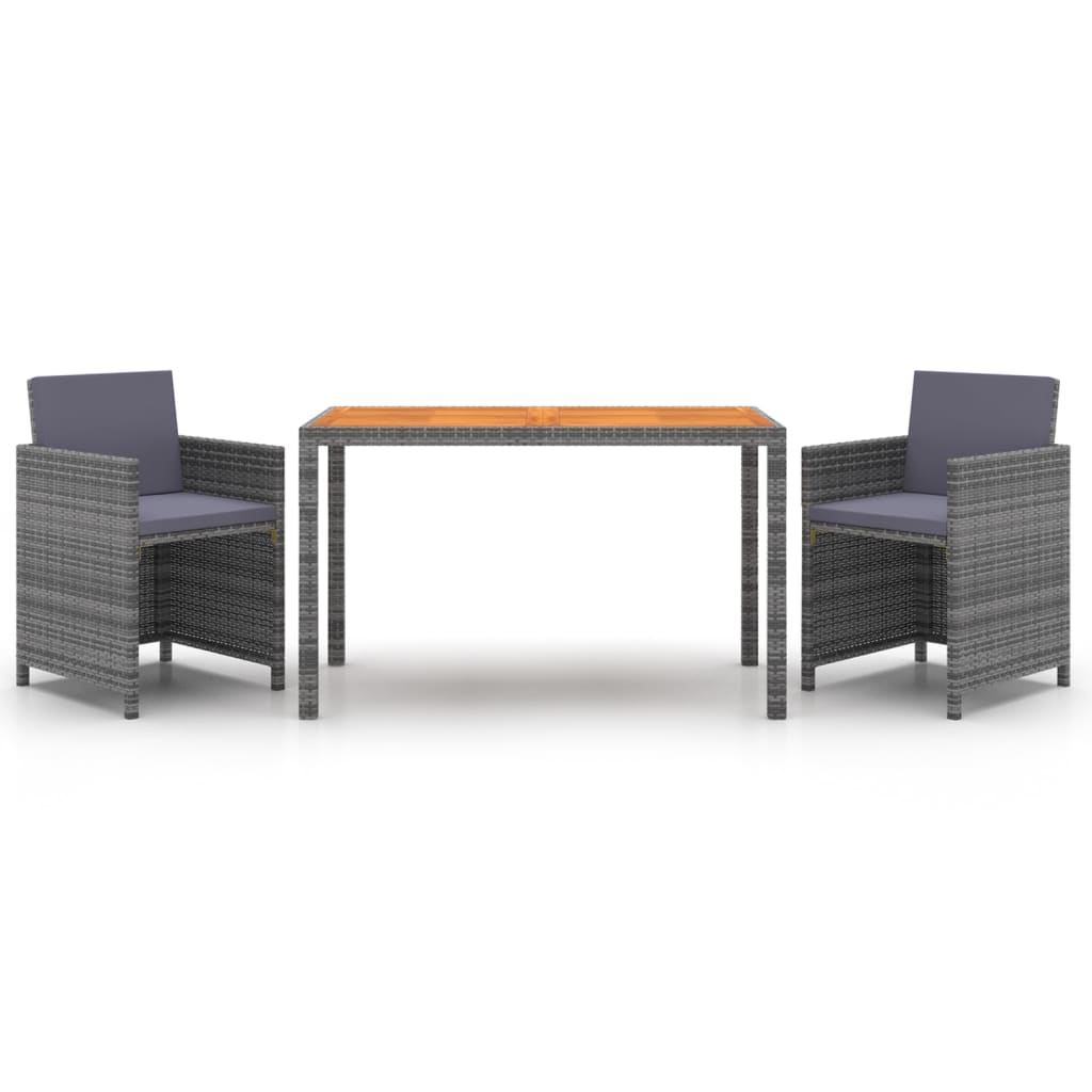 3-delige Tuinset met kussens poly rattan grijs is nu te koop bij PeponiXL, paradijselijk wonen!
