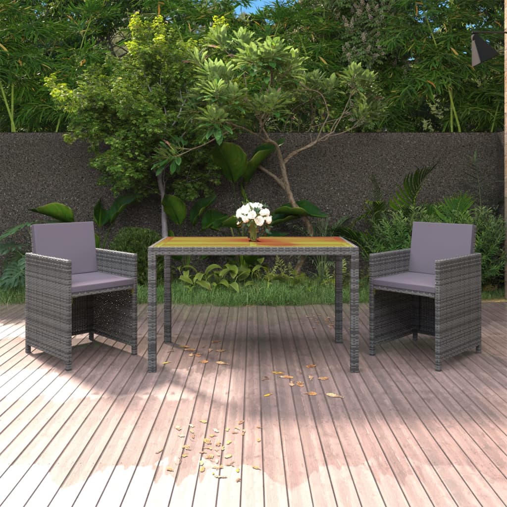 3-delige Tuinset met kussens poly rattan grijs is nu te koop bij PeponiXL, paradijselijk wonen!