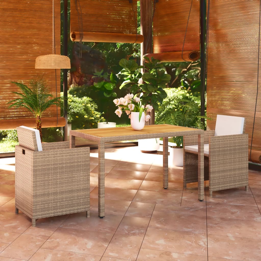 3-delige Tuinset met kussens poly rattan beige is nu te koop bij PeponiXL, paradijselijk wonen!