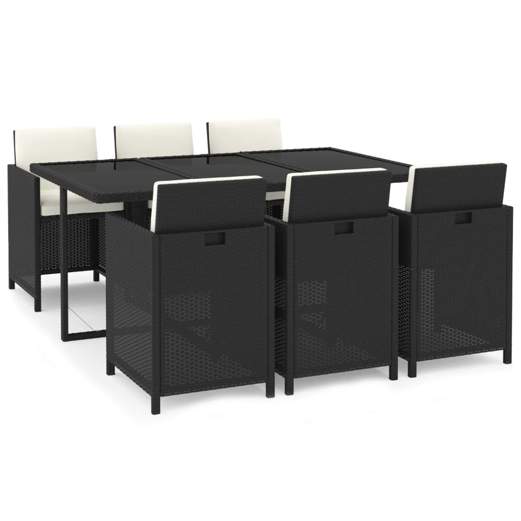 7-delige Tuinset met kussens poly rattan zwart is nu te koop bij PeponiXL, paradijselijk wonen!