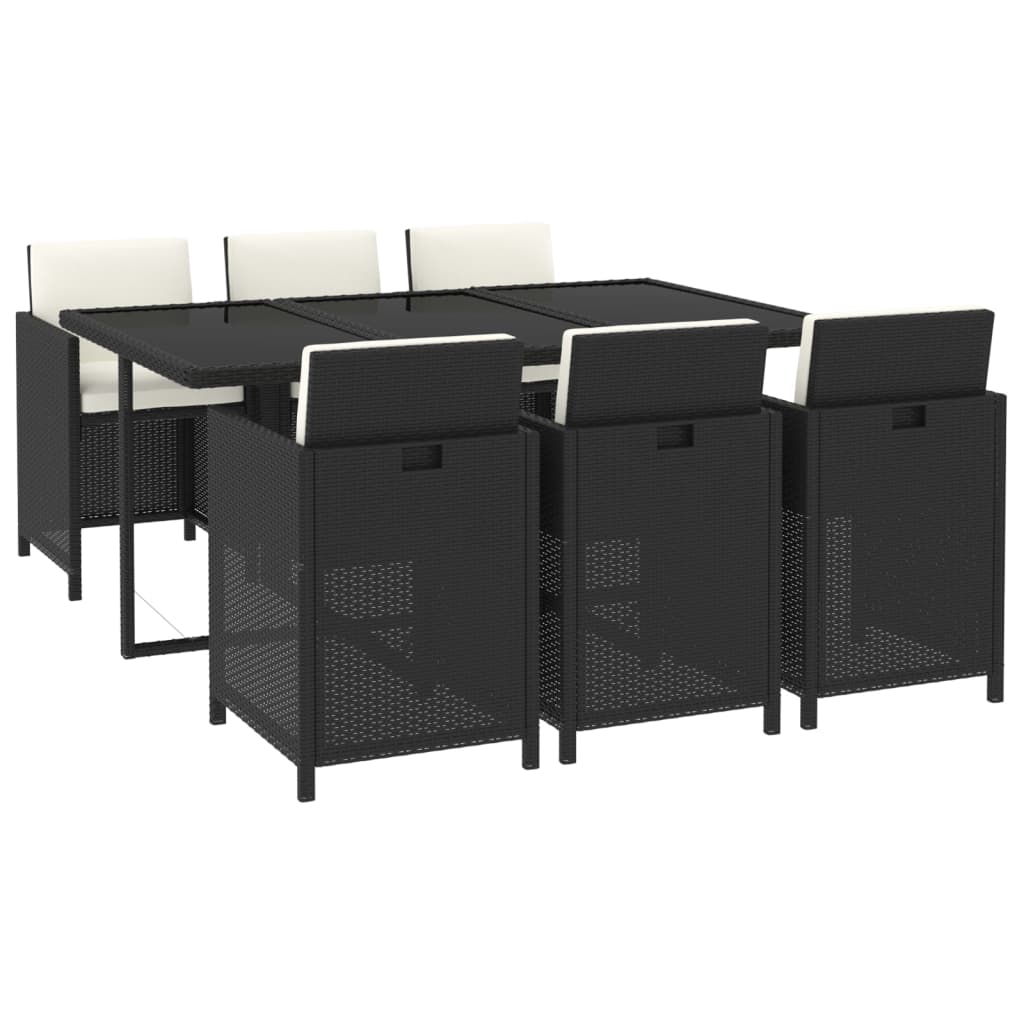7-delige Tuinset met kussens poly rattan zwart is nu te koop bij PeponiXL, paradijselijk wonen!