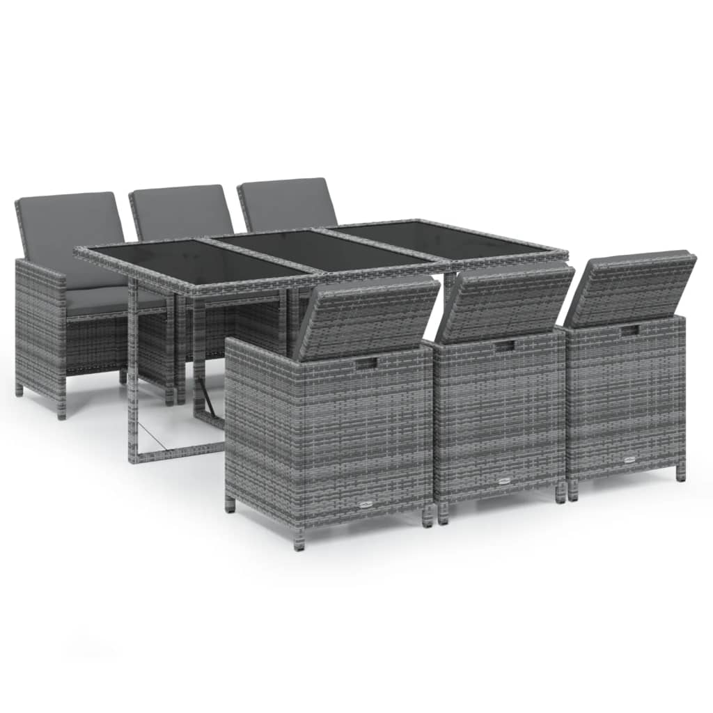 7-delige Tuinset met kussens poly rattan grijs is nu te koop bij PeponiXL, paradijselijk wonen!