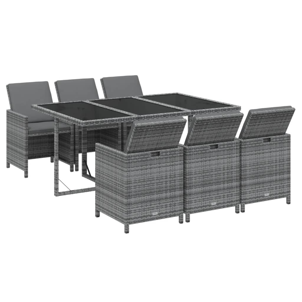 7-delige Tuinset met kussens poly rattan grijs is nu te koop bij PeponiXL, paradijselijk wonen!