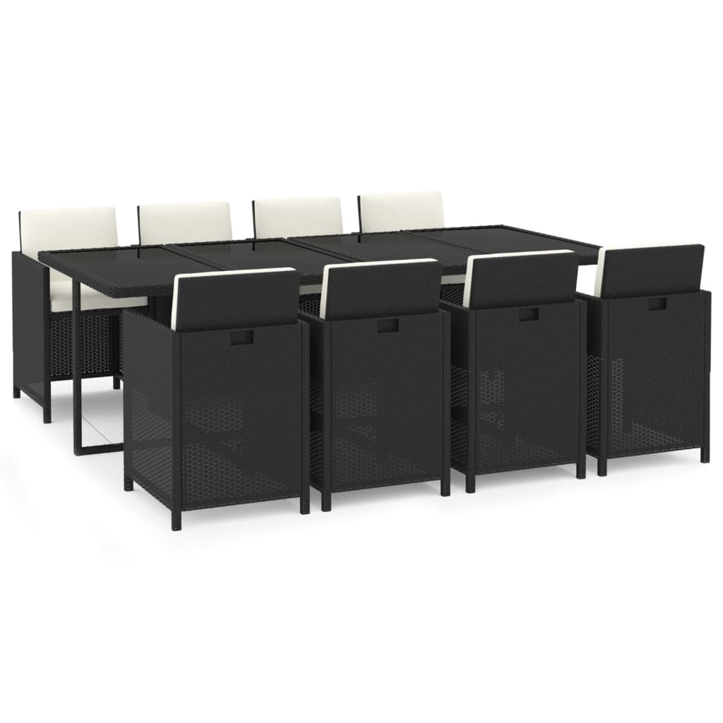 9-delige Tuinset met kussens poly rattan zwart is nu te koop bij PeponiXL, paradijselijk wonen!