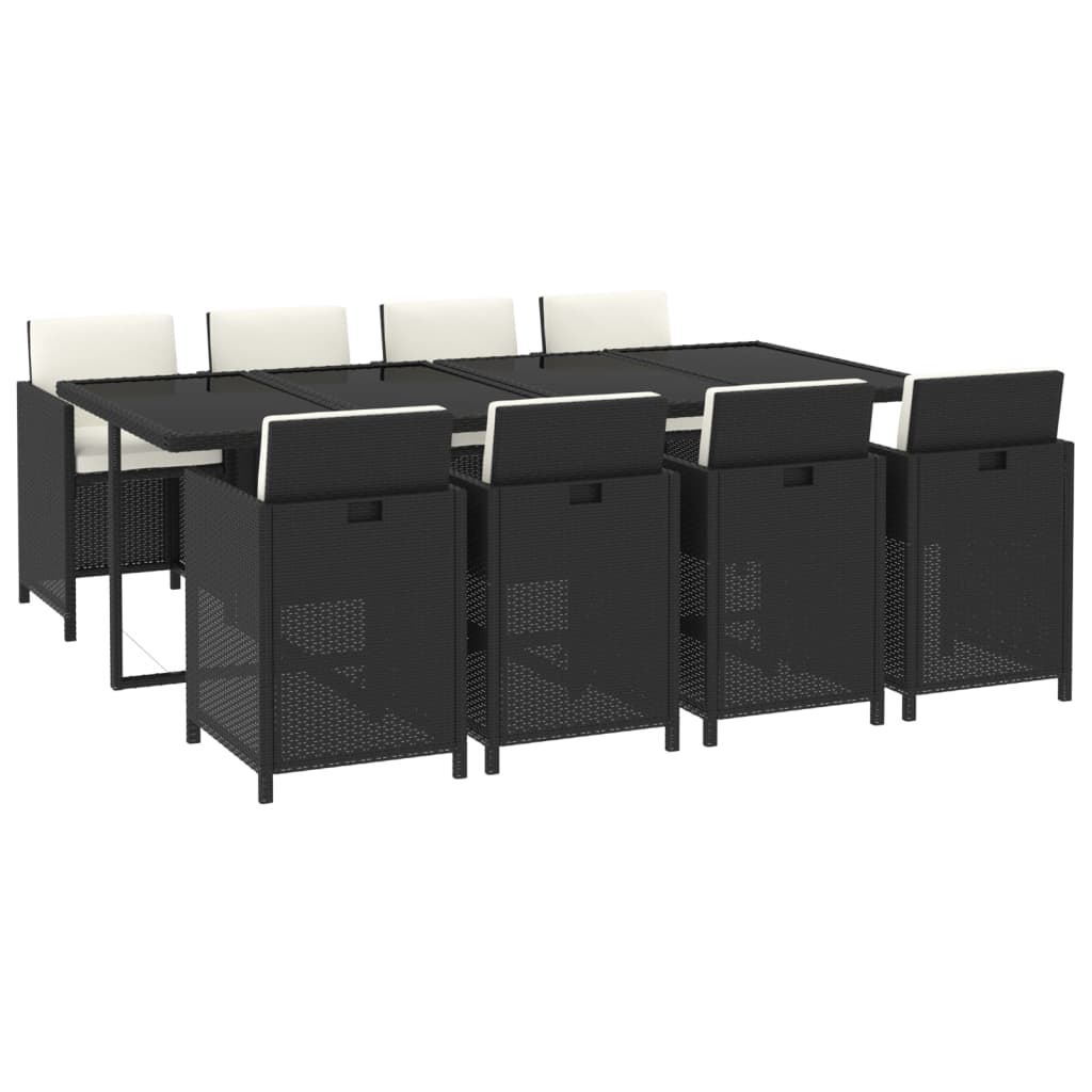 9-delige Tuinset met kussens poly rattan zwart is nu te koop bij PeponiXL, paradijselijk wonen!