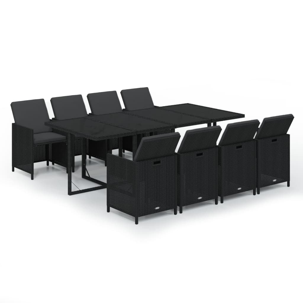 9-delige Tuinset met kussens poly rattan zwart is nu te koop bij PeponiXL, paradijselijk wonen!