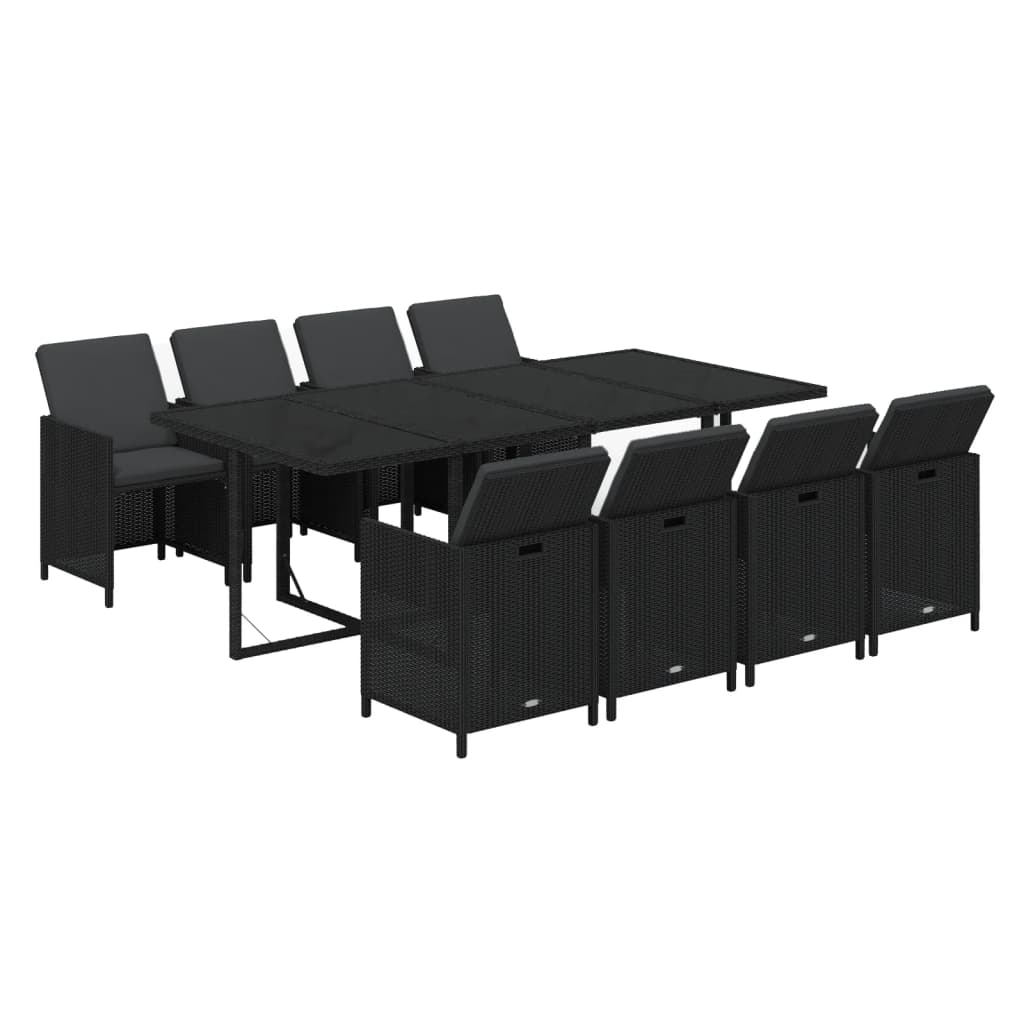 9-delige Tuinset met kussens poly rattan zwart is nu te koop bij PeponiXL, paradijselijk wonen!