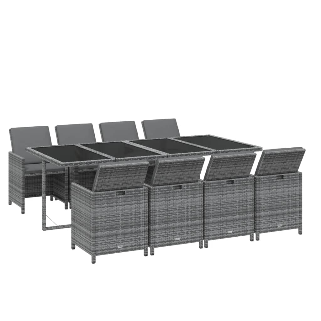 9-delige Tuinset met kussens poly rattan grijs is nu te koop bij PeponiXL, paradijselijk wonen!