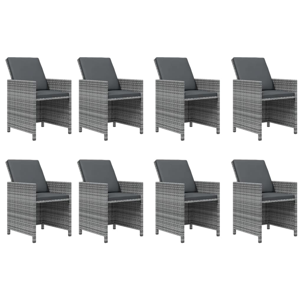 9-delige Tuinset met kussens poly rattan grijs is nu te koop bij PeponiXL, paradijselijk wonen!